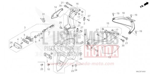 KOTFLUEGEL, HINTEN/KENNZEICHENBELEUCHTUNG CBR600R3R de 2024